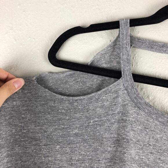 Chaser Gray Triblend Jersey Deconstructed Long Sleeve Hi-Lo Dolman Pockets Dress - Picture 5 of 8